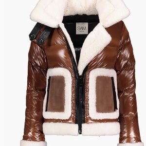 SAM. Veronica Shearling-Trimmed Down Biker Jacket